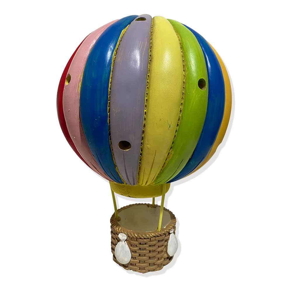Cuore Matto mongolfiera in resina con luce led e fasce a colori