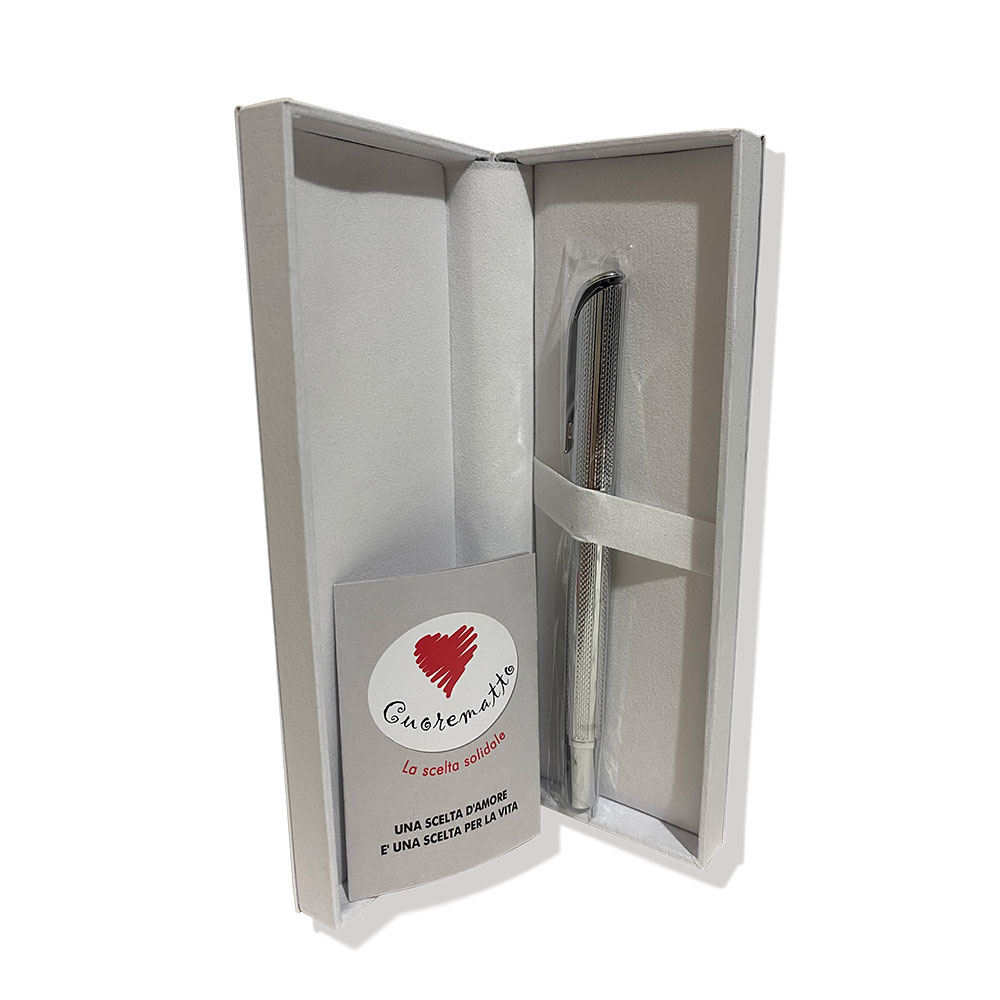 Cuore Matto penna color argento con astuccio