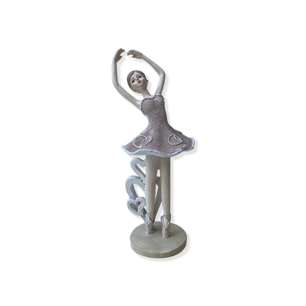 Ballerina in resina con decorazione cuori e glitter