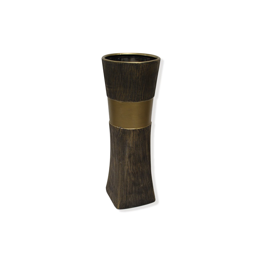 Vaso in ceramica mille righe fascia oro