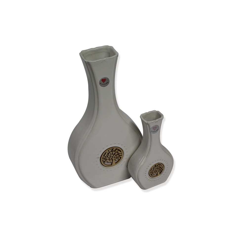 Bottiglie in ceramica con decoro albero della vita in legno