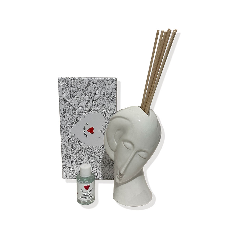 Cuore matto profumatore in ceramica viso modigliani